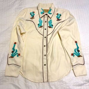 Scully western cowgirl cactus shirt M